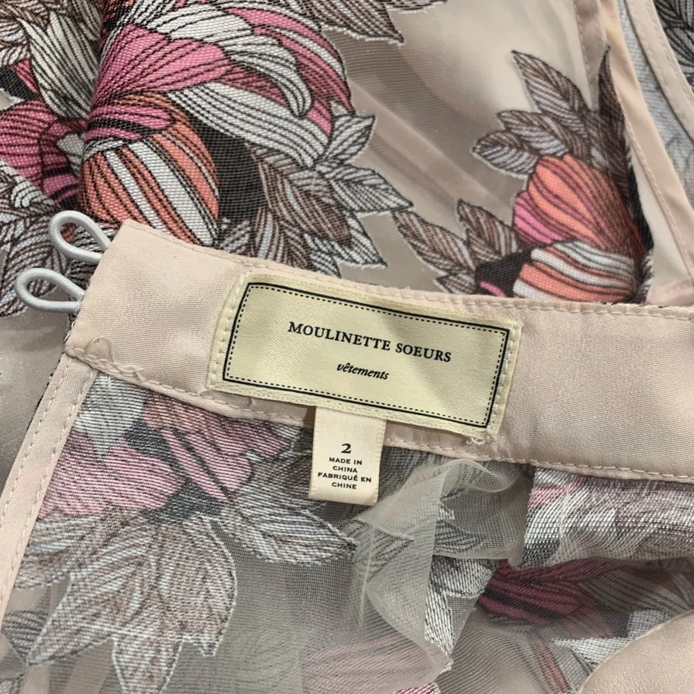 Anthropologie Moulinette Sœurs Floral Sheer Peplum Sleeveless Blouse Top 2 - Picture 4 of 7